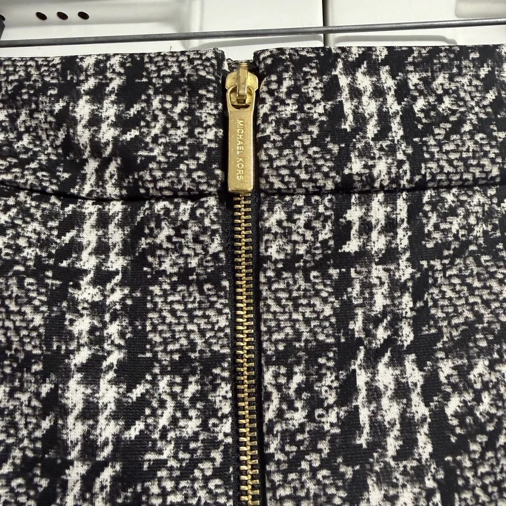 Michael Kors Black and White Checkered Pencil Skirt